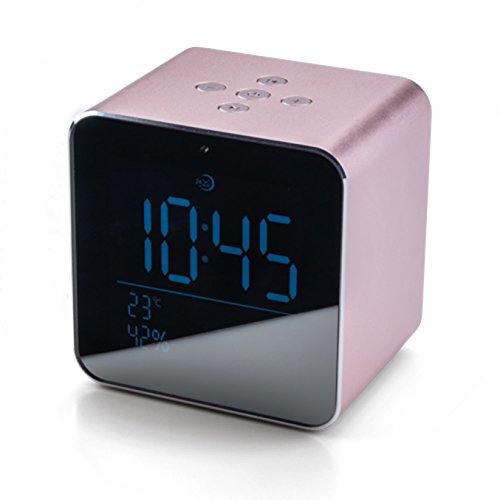Daewoo DBT-305PK Altavoz Bluetooth con Reloj - Color Rosa Metalizado, Pequeno