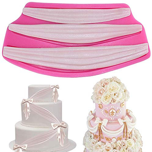 Voarge Vorhang Verzierung Kuchen Bordüre Silikonform, Classic Bordüre Kuchen Silikon Form Fondant Schokolade Seife Bakeware Pfanne Matte für Küche Backblech Kuchen dekorieren Werkzeug