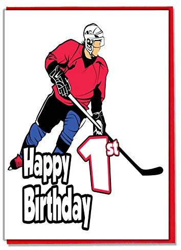 Ice Hockey Geburtstagskarte zum 1. Geburtstag, für Jungen, Sohn, Enkel, Freund, Neffe, Bruder