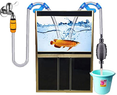 Diyeeni Komplettes Aquarium Wasserwechsel Set, Aqua Wasser Austausch Einfaches Schnelles Wasserwechselsystem mit 5m Weiche Rohr und Universal Wasserhahn Anschluss, BPA Frei, Sicher für Tiere