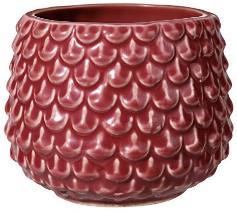Bloomingville Vaso Pinecone - per Fiori da Interno e Piante da Interno, Piante grasse, Cactus, Orchidee S (9,5 cm ø), Rosso, Ceramica Gres