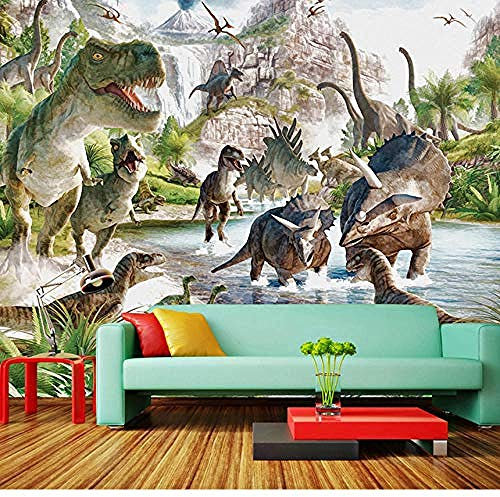 3D Mur Papier Peint Dessin Animé Dinosaure Monde Chambre Salon Canapé Tv Fond Peintures Murales Photo Papier Peint Pour Murs 3D papier peint 3d foot gris noir poster pierre photo salon -350cm×256cm