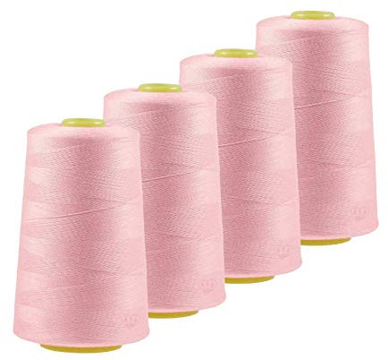 4 x 4572m Qualitäts Overlock-Garn Overlock-Nähgarn Oeko-Tex Farben 541 bis 580, Farbe:A548 babyrosa