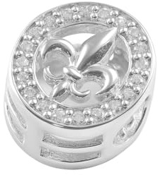 TALISMAN JEWELLERY Charm-Anhänger aus 925er Silber und weißen Zirkonia, für Schlangenketten, Fleur de Lis, 10 mm, ohne Kette, Silber