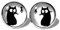 Comic Cat Katzen Ohrstecker ABOUKI Damen Mädchen Kind Kinder Edelstahl Ohrschmuck Motiv schwarze Katze Kätzchen handgefertigte Ohrringe silber-farben