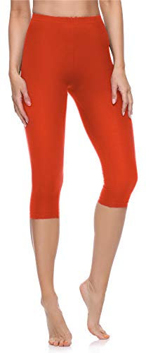 Merry Style Damen 3/4 Leggings Capri Leggings Damen Capri Sportleggings MS10-199 (Orange,XL)