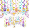 HOWAF Frohe Ostern Dekorationen, 30pcs Deckenhänger Ostern Spiral Girlanden, Ostern Wirbel Deko Luftschlangen Ostern Hängedeko Osterei Kaninchen Hase Küken Karotte Hähnchen Hängedeko Spiral