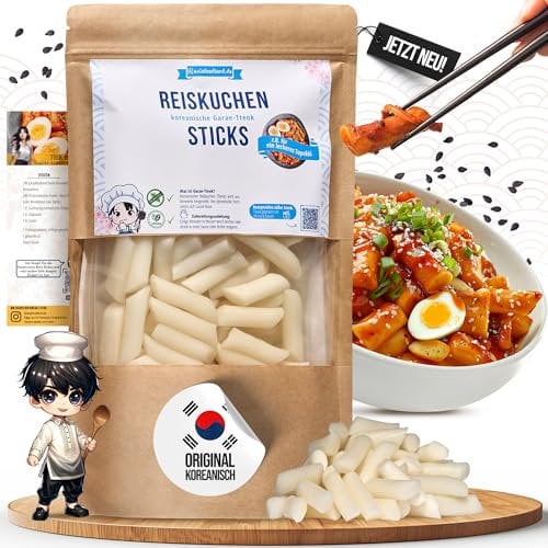 asiafoodland - Gâteau de riz naturel - Bâtonnets de riz - Gâteau de riz - Nouilles de riz - pour par exemple Tteok-bokki/Topokki, 1 paquet (1 x 400g)