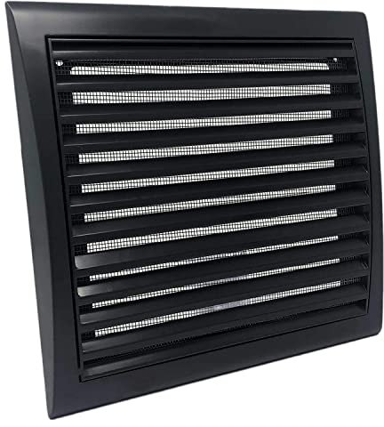 VENTS UK Slim Black Wall Vent Square Grille Cover with Insect Screen Fly Mesh 125 mm 150 mm Vents Fresh Air Flow Outlet or Inlet Duct to fit 5 and 6 inch Ventilation Louvre Outdoor External Grill