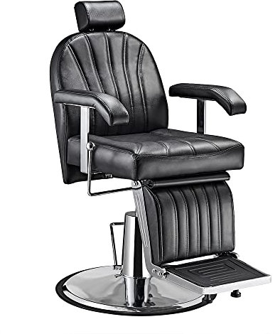 Salon Barber Chair, Classic Heavy Duty Hydraulic Styling Chairs Reclining Hairdressing Professional Barbers Haircut Chair For Salon Beauty Tattoo Shaving Beauty Equipment Black