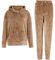 REORIA Damen Tracksuit Set Langarm Hoodie Jogger Rundhalsausschnitt Zweiteiliges Outfit Trainingsanzug Khaki M