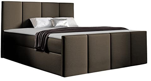 Mirjan24 Boxspringbett mit 2 Bettkästen Batiko, Stilvoll Doppelbett mit Polsterkopfteil und Fußteil, Matratze, Topper, Bett für Schlafzimmer, Polsterbett (Zetta 294, 140 x 200 cm)