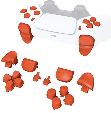 eXtremeRate Kit de Botones Completos para ps5 Mando - Repuesto de D-Pad, R1 L1, R2 L2, Share, Options y Botones de Acción, Teclas Compatible con ps5 BDM-010 BDM-020 (Naranja)