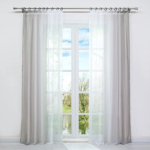 HongYa 2er-Pack Farbverlauf Gardinen Transparenter Voile Vorhänge Schals mit Kräuselband H/B 225/140 cm Hellbraun