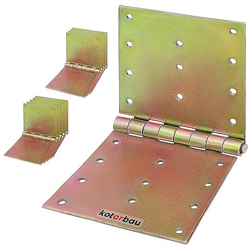 KOTARBAU® 10 x Bisagras de acero inoxidable para muebles, 100x200 mm, Bisagra de libro, Conectores, Bisagra plegable de doble hoja, Bisagra enrollada para puertas, armarios, Galvanizada, 10 UNIDADES