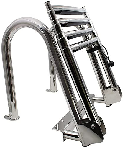 Schwimmleiter Boot Poolleiter Edelstahl Bootsleiter Schwimmleiter Teleskop-Boot Poolleiter, Innenborder 4-Stufen-Leiter Faltbare Ponton-Bootsleiter Für Yachtdock