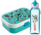 Lunchbox Set für Kinder Jungen zur Schule Personalisiert mit Namen Brotdose Wasserflasche Trinkflasche BPA frei Essen für Unterwegs mit Gabel und Bento Fach To Go Gamer [153]