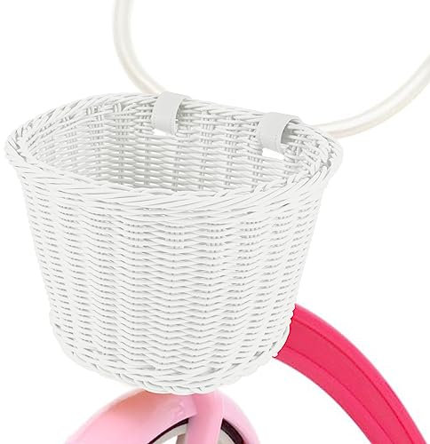 Fahrradkorb Kinder Vorne, Fahrradkorb Mädchen Jungen, Laufrad Korb Lenkerkorb Kinder, UNOLIGA Fahrradkörbchen Geflochten, Handgewebter Kleiner Kinderfahrradkorb (Weiß)