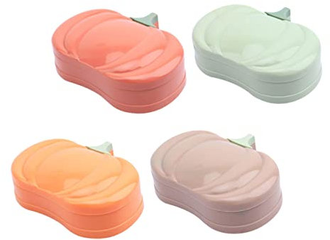 Cabilock 4stücke Kürbisförmige Seifenschale Mit Deckel Pp-Material Mit Abflussloch Für Schnelles Ablaufen Erhältlich