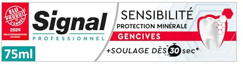 SIGNAL – Professionnel Dentifrice Sensibilité Protection minérale – Gencives – 88% d’ingrédients d’origine naturelle – 75ml