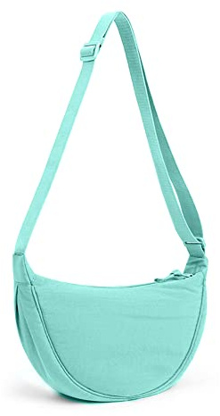 DKIIL NOIYB Crescent Bag for Women Men, Nylon Crescent Bags Hobos Crossbody Bag Portable Crescent Purse with Adjustable Strap Solid Color Chest Bag Shoulder Bag Fanny Packs, A11-mint Green, 31cm