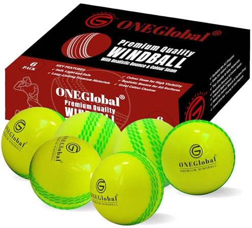 ONEGlobal Premium Windball Soft Cricket Ball | Durable & Safe, Colour Seam, True Bounce & Swing | Wind Ball for Outdoor & Indoor Practice, Coaching, Garden & Beach Games