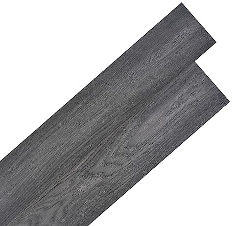 vidaXL Self-adhesive PVC Plank Flooring 5.02 m², 2mm Thick, Black and White, Mimics Natural Wood, to Water, Allergies, Antistatic, Flame Retardant & Waterproof.