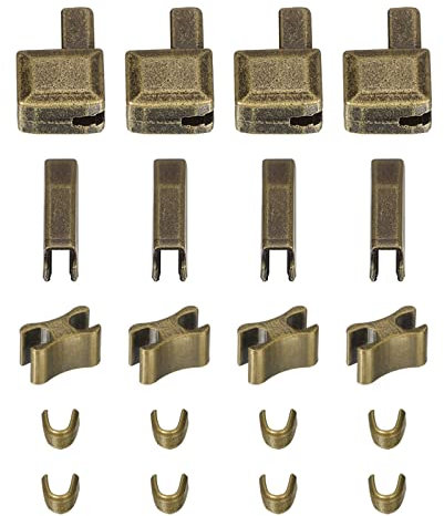 sourcing map 4 Stück Reißverschluss Stopper Reparatur Kit #3 Halterung Box und Einsteckstift Oben und Grund Anschläge Schieberegler Halter Endstück für Taschen Mäntel Zipper Ersatz Bronze Ton