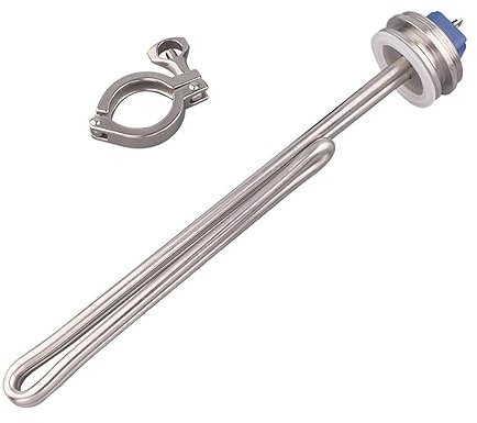 MSEURO Water Heating Element 1.5inch Tri-clamp Immersion Heater with SUS Cover Liquid Heater for Brewing 240v 2.5kw to 5.5kw Lucky (Size : With clamp-Black, Color : 3.5KW L280mm)