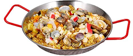 Pentola per Paella in Acciaio Inossidabile, Pentole per Riso ai Frutti di Mare Spagnoli con Doppi Manici, Pentola per Cucina Domestica Piatti da Picnic Vassoio per Snack (34 cm)