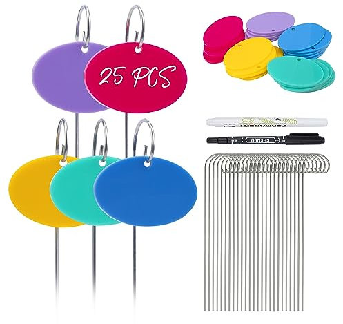 Temlum 25er Set Pflanzenschilder zum Beschriften, Acryl Pflanzenstecker Beschriftungsschilder Wetterfest Pflanzschilder für Draussen Namensschilder für Gemüse, Kräuter, Blumen