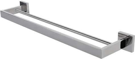 Porta Asciugamani Bagno, Porta Asciugamano da Parete Porta, Installazione a Vite Appendi Asciugamani Bagno, SUS304 Acciaio Inox Portasciugamani, Porta Asciugamani a Doppio Strato (Argento, 60CM)