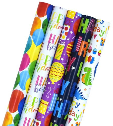 Rouleau de papier d'emballage cadeau, 43 cm x 3 m, papier d'emballage d'anniversaire, parfait pour les anniversaires, les mariages, les fêtes, la Saint-Valentin et la fête des mères.