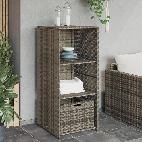 CIADAZ Gartenschrank Grau 50x55x115 cm Poly Rattan, Geräteschuppen, Gerätehaus, Wetterfest, Outdoor Schrank, Gartenhausschränke, Terrassenschrank - 365549