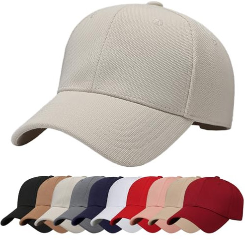 Baynetin Baseball Cap Schlichte Baseballkappe Reine Farbe Baseboard Basecap Unisex Verstellbar Atmungsaktiv Anti-UV Outdoor Reise Sonnenhut Golfkappe (Beige)