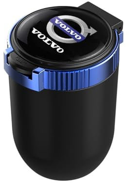 Auto Aschenbecher Mülleimer für Volvo XC40 XC60 XC70 XC90 S40 C30 C70 S80 S90 V40 V60 V90 Geruchloser Aschenbecher Car Tragbarer Ashtray Zubehör,Bluestyle
