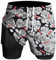 Short de course pour homme Short de sport 2 en 1 Short d'entraînement pour Marathon en plein air, Rose blanche noire, M