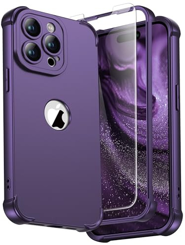 ORETECH for iPhone 15 Pro Case, Shockproof Slim, Screen Protector, Purple | 15ft Military Grade Drop, Camera Lens Guard, 360 Silicone Rubber Bumper