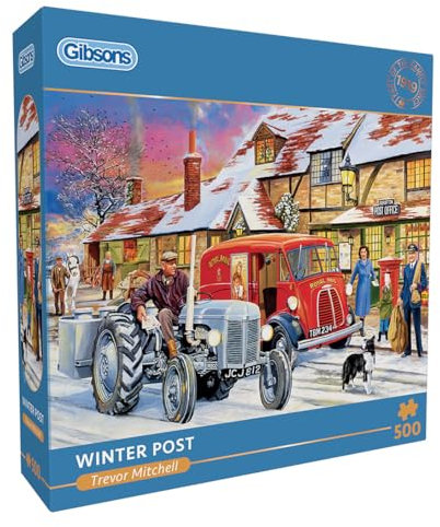 Winter Post | 500 Piece Jigsaw Puzzle | Christmas Countryside Nostalgia | Sustainable Jigsaw Puzzle for Adults | Premium 100% Recycled Board | Great Gift for Adults | Gibsons Games B Corp Certified