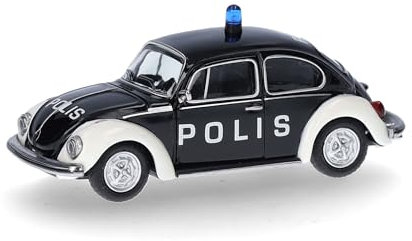 Herpa Modellauto Volkswagen (VW) Käfer 1303 Polis (Schweden), Miniatur im Maßstab 1:87, Sammlerstück, Made in Germany, Modell aus Kunststoff