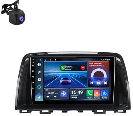 Android 12 Double Din Car Stereo 9 Inch Touch Screen Car Radio For Mazda 6 lll 2012-2017 With Bluetooth FM WiFi SWC Android Auto Carplay GPS Navigation AHD Reverse Camera(T2 2+32G)