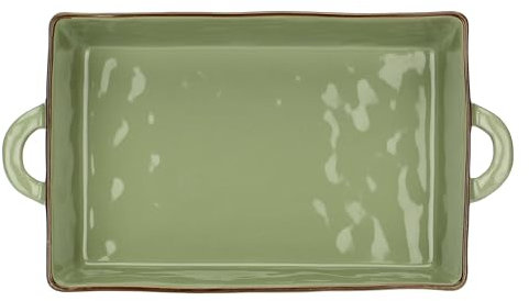 Thun Rose&Tulipani - Teglia Verde in gres, 38x7,5cm, profondità 22 cm, collezione Concerto