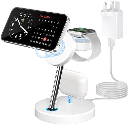 3 in 1 Mag-Safe Wireless Charging Station Magnetic Inductive Charger Wireless Charger Compatible with i Phone 15 14 13 12ProMax/Pro,Apple Watch Ultra 9/8/7/SE/6/5/4/3/2