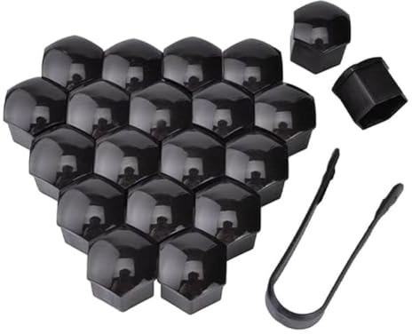 AUHOAZ 20 Stücke Auto Sechseckige Radschraubenkappen für Citroen XR Berlingo, Radmutterkappen Radmuttern Abdeckkappe Radbolzen Schraubenabdeckung Zubehör,A/black-17mm