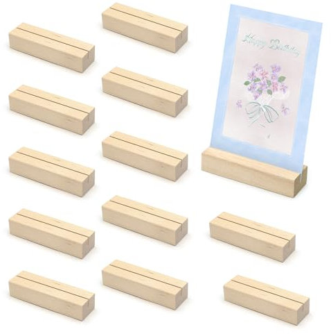 Naler 12 Stück Kartenhalter Holz Tischkartenhalter Kartenständer Menükartenhalter Postkartenhalter Fotohalter für Hochzeiten, Restaurants, Bankette und Partys Menükartenhalter (Protokoll)