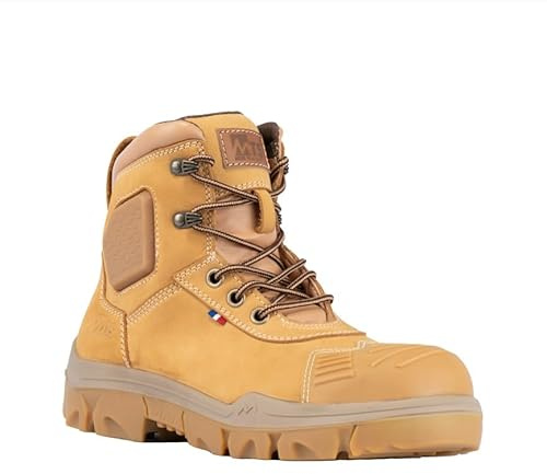 MTS Construction Safety Boots BTP Mid with ARTICO Lining, PU Memory Shape, Heel Stiffener, Ankle Protection, Scuff Cap, Heat Resistance Outsole, Camel, Size 10.5, 6552301-45