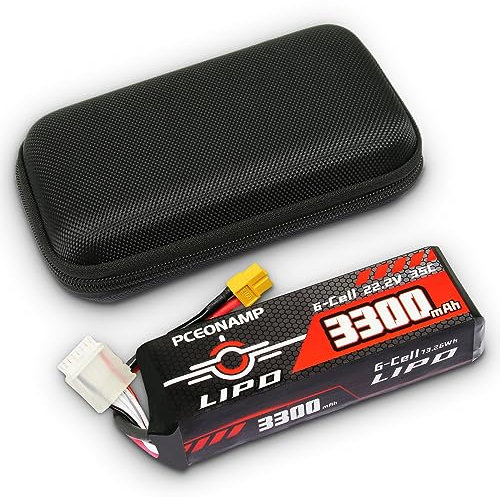 PCEONAMP 6S Lipo Akku 3300mAh 22.2V 35C mit XT60 Stecker Wiederaufladbare Hohe Kapazität RC Drohne Akku Soft Case Fit für Renndrohnen F3A EDF High Speed Jet mit Batterie Aufbewahrungs Box