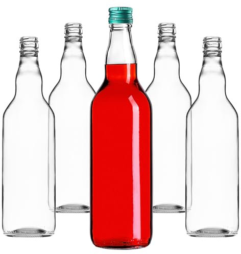 KADAX Botellas de cristal para rellenar, 700 ml, 40 unidades, botellas de licor vacías con tapón de rosca, botellas de zumo, botellas para licor, botellas de licor (verde)