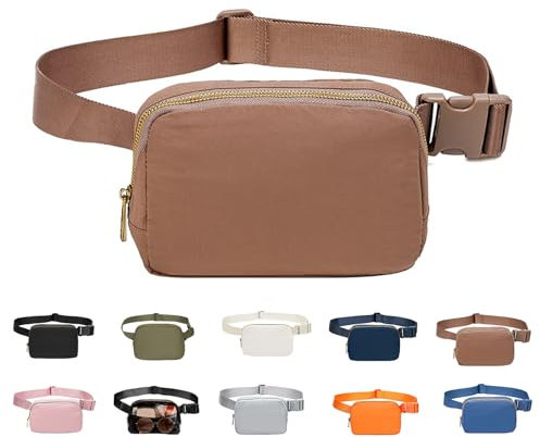 JENCVNL Bauchtasche Damen Gürteltasche Herren, Nylon Hüfttaschen Mode Brustbeutel Umhängetasche Crossbody Bag mit verstellbarem Riemen für Laufen Wandern Training Reisen (Braun)