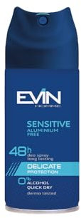 EVIN Homme | Deodorant für Herren, Spray 48H Sensitive, Duft Zitrone, Tonkabohne, Bernstein, reguliert das Schwitzen für 48 Stunden, 150 ml